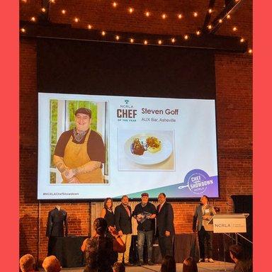NCRLA Chef of the Year Steven Goff accepting his award